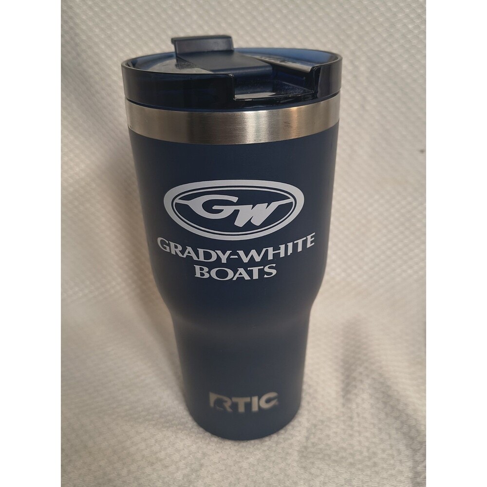 Grady White Boats RTIC 30 oz Tumbler Cataumet Navy Blue Insulated Travel Cup Lid